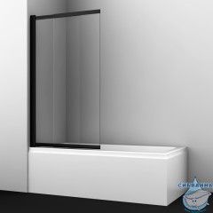 Шторка для ванны Wasserkraft Dill 61S02-100 WasserSchutz 100x140 профиль черный, стекло прозрачное