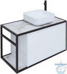 Тумба под раковину Aquanet Nova Lite Loft 90 R 261651 белый глянец