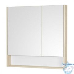Шкаф-зеркало Акватон Сканди 90 см белый/дуб верона 1A252302SDB20